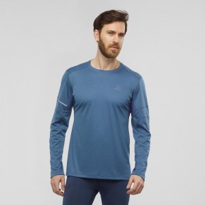 Salomon Agile Ls Tee M Blast Herr Marinblå | 26489-BFAS