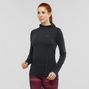 Salomon Essential Seamless Hooded Långärmad Tröja Dam Svarta | 93801-ZQRJ