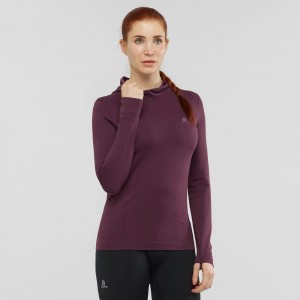 Salomon Essential Seamless Hooded Långärmad Tröja Dam Lila | 49357-BXYF