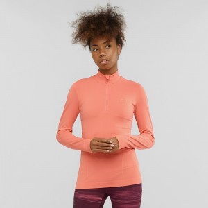 Salomon Essential Seamless Pullover Dam Orange | 43107-VDAK