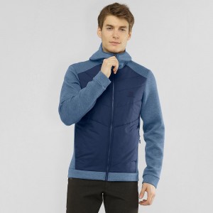 Salomon Essential Xwarm Hybrid Hoodie Herr Marinblå | 28309-SHTB