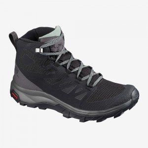 Salomon Outline Mid Gore-Tex Promenadkängor Dam Svarta | 54276-CSHQ