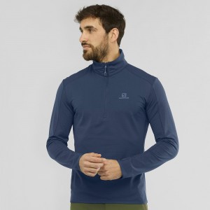 Salomon Outrack Half Zip Mid M Skidjackor Herr Marinblå | 76594-DSPO