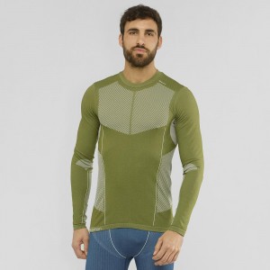 Salomon Primo Warm Seamless Tee M Blast Herr Gröna | 80572-BTAF