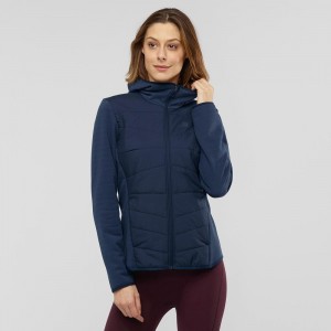 Salomon Radiant Hybrid Hoodie W Skidjackor Dam Marinblå | 04856-GSVF