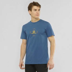 Salomon Salomon Bomull Tee M T-shirt Herr Marinblå | 62751-YXWA