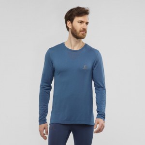 Salomon Sense Ls Tee M Blast Herr Marinblå | 96238-SVMF