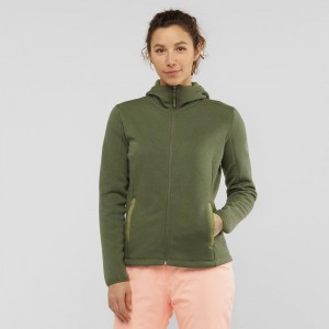 Salomon Snowshelter Fleece Hoodie W Skidjackor Dam Gröna | 56302-ZVEL