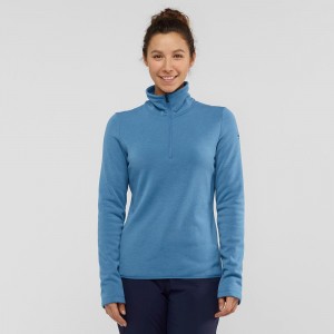 Salomon Warm Ambition Half Zip W Skidjackor Dam Blå | 74138-HVYW