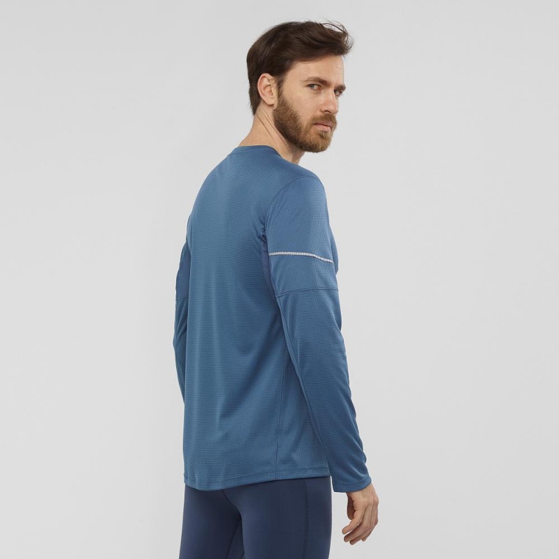 Salomon Agile Ls Tee M Blast Herr Marinblå | 26489-BFAS