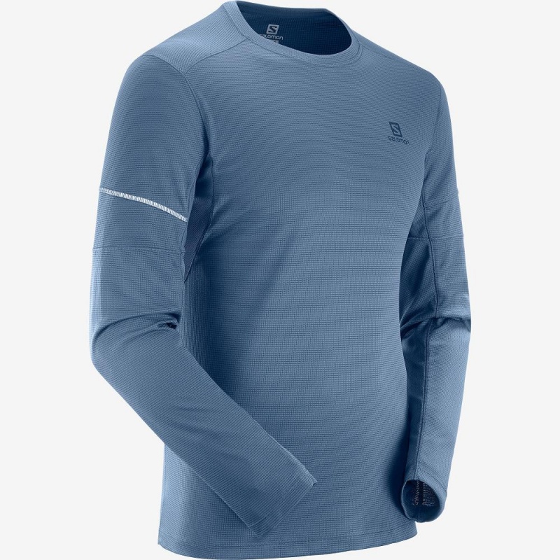 Salomon Agile Ls Tee M Blast Herr Marinblå | 26489-BFAS