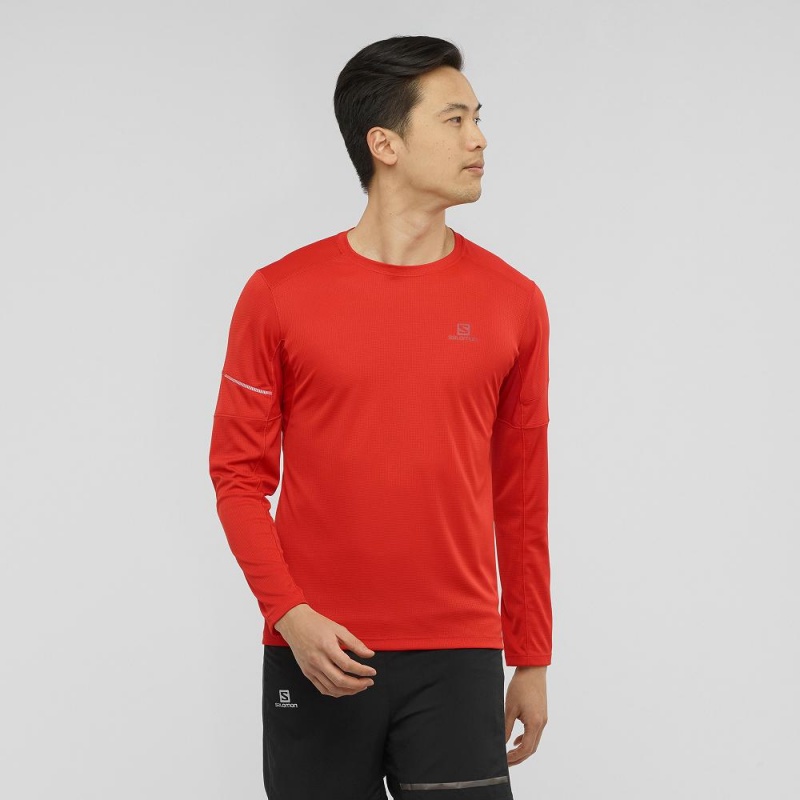 Salomon Agile Ls Tee M Blast Herr Röda | 20867-HQCI