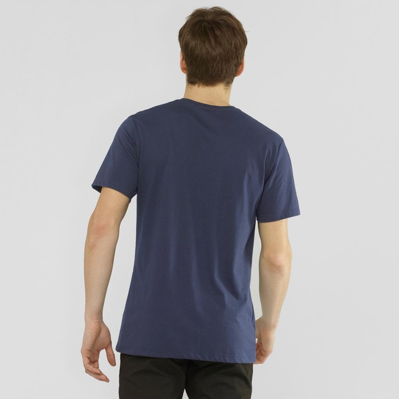 Salomon Blend Logo Tee M T-shirt Herr Marinblå | 76312-PDLC