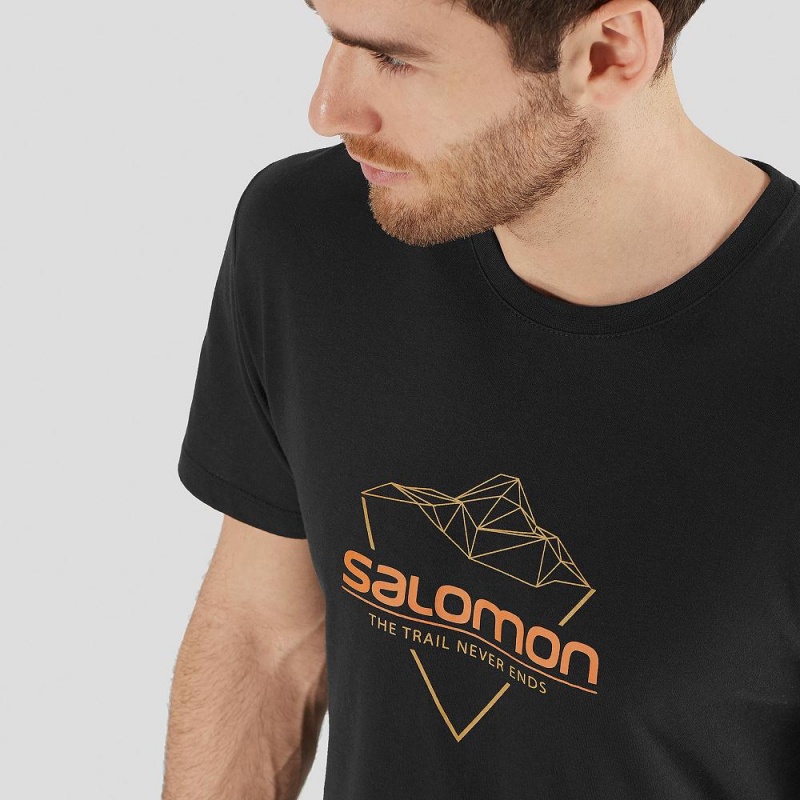 Salomon Blend Logo Tee M T-shirt Herr Svarta | 84126-RKIQ