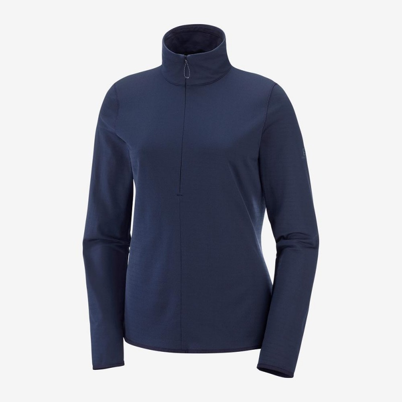 Salomon Essential Lightwarm Pullover Dam Marinblå | 15403-EDVC