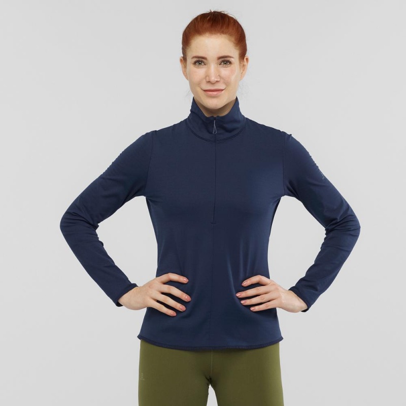 Salomon Essential Lightwarm Pullover Dam Marinblå | 15403-EDVC