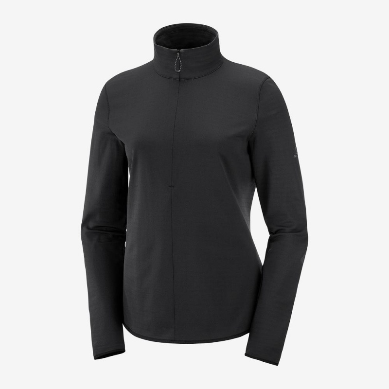 Salomon Essential Lightwarm Pullover Dam Svarta | 41623-MGTU