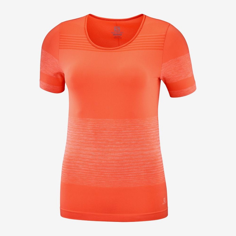 Salomon Essential Move On Seamless T-shirt Dam Orange | 19028-KHTQ