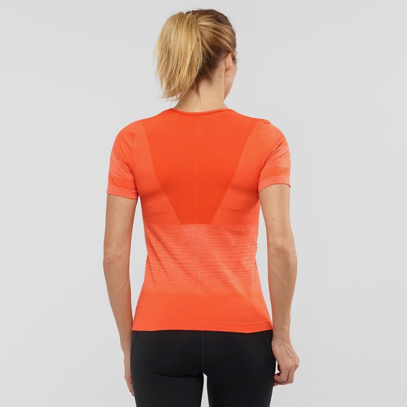 Salomon Essential Move On Seamless T-shirt Dam Orange | 19028-KHTQ