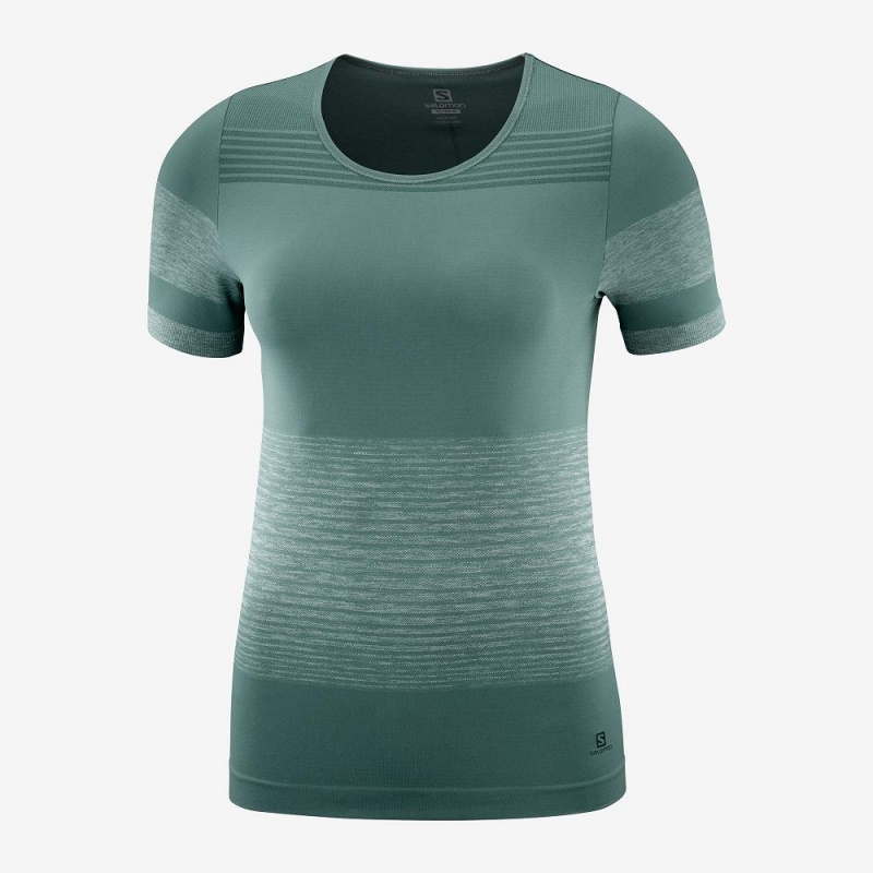 Salomon Essential Move On Seamless T-shirt Dam Gröna | 69481-XDNS