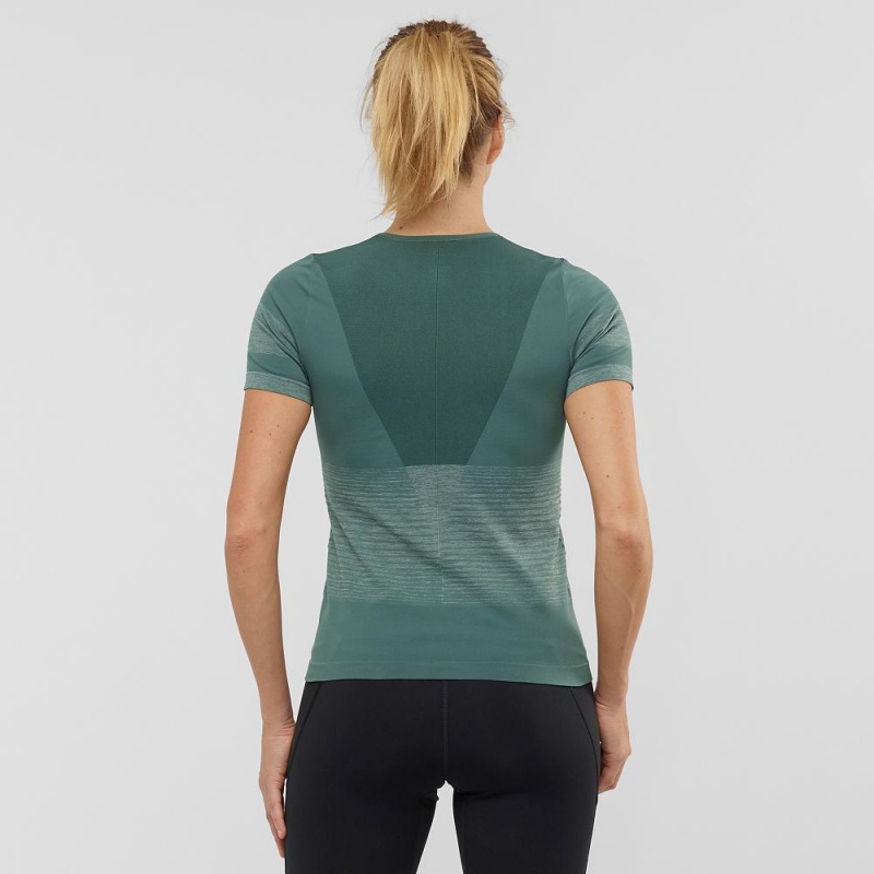 Salomon Essential Move On Seamless T-shirt Dam Gröna | 69481-XDNS