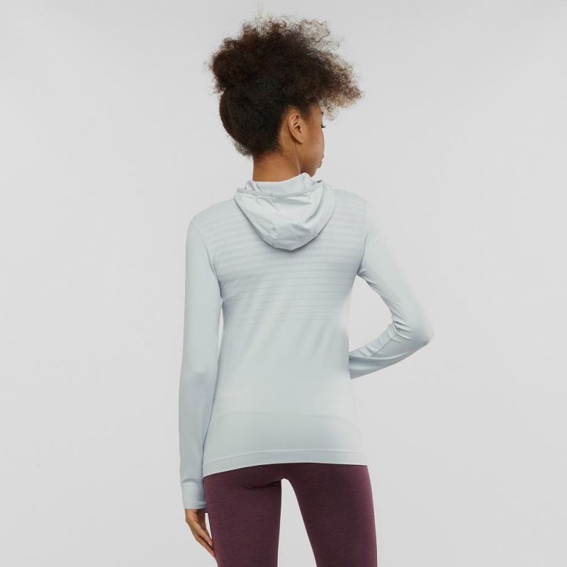 Salomon Essential Seamless Hooded Långärmad Tröja Dam Gray | 92734-NYHW