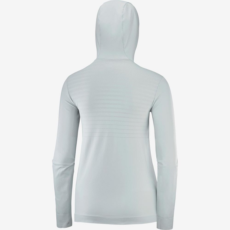 Salomon Essential Seamless Hooded Långärmad Tröja Dam Gray | 92734-NYHW