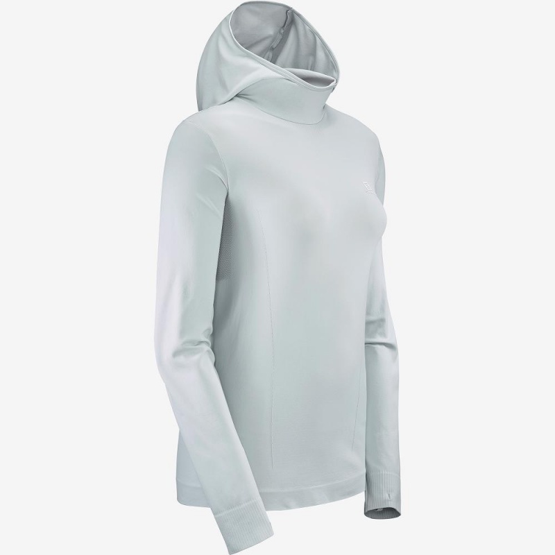 Salomon Essential Seamless Hooded Långärmad Tröja Dam Gray | 92734-NYHW