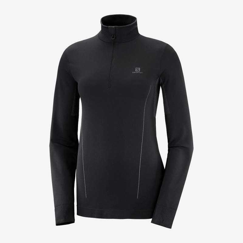 Salomon Essential Seamless Pullover Dam Svarta | 71640-DJOP