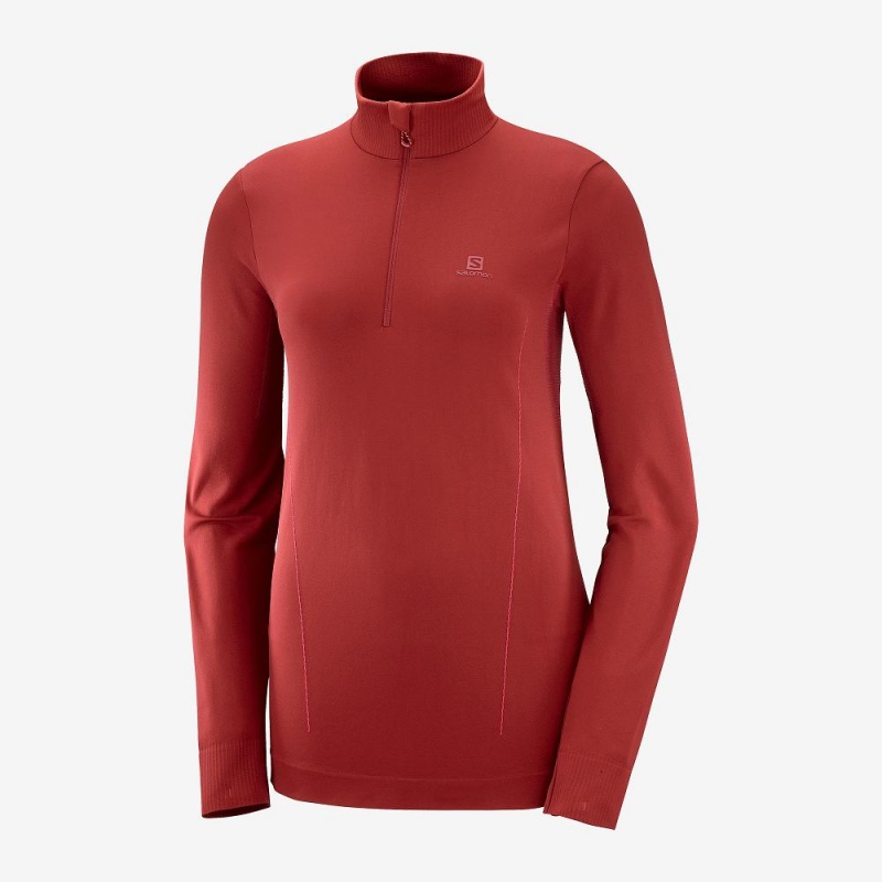 Salomon Essential Seamless Pullover Dam Röda | 84375-EZYQ