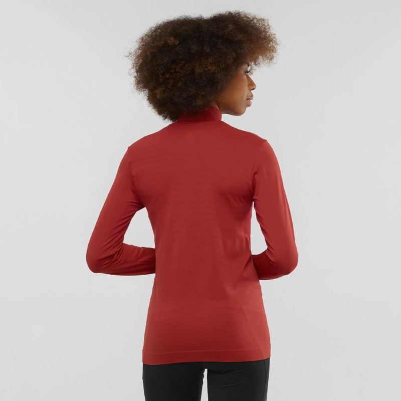 Salomon Essential Seamless Pullover Dam Röda | 84375-EZYQ