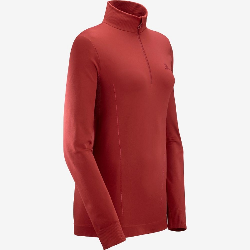 Salomon Essential Seamless Pullover Dam Röda | 84375-EZYQ