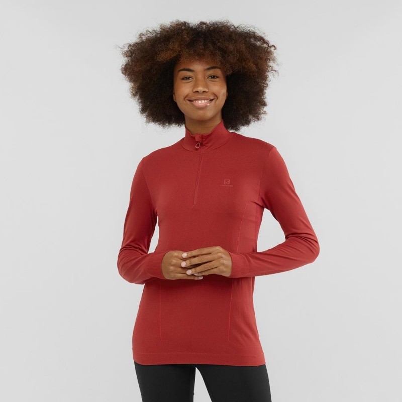 Salomon Essential Seamless Pullover Dam Röda | 84375-EZYQ