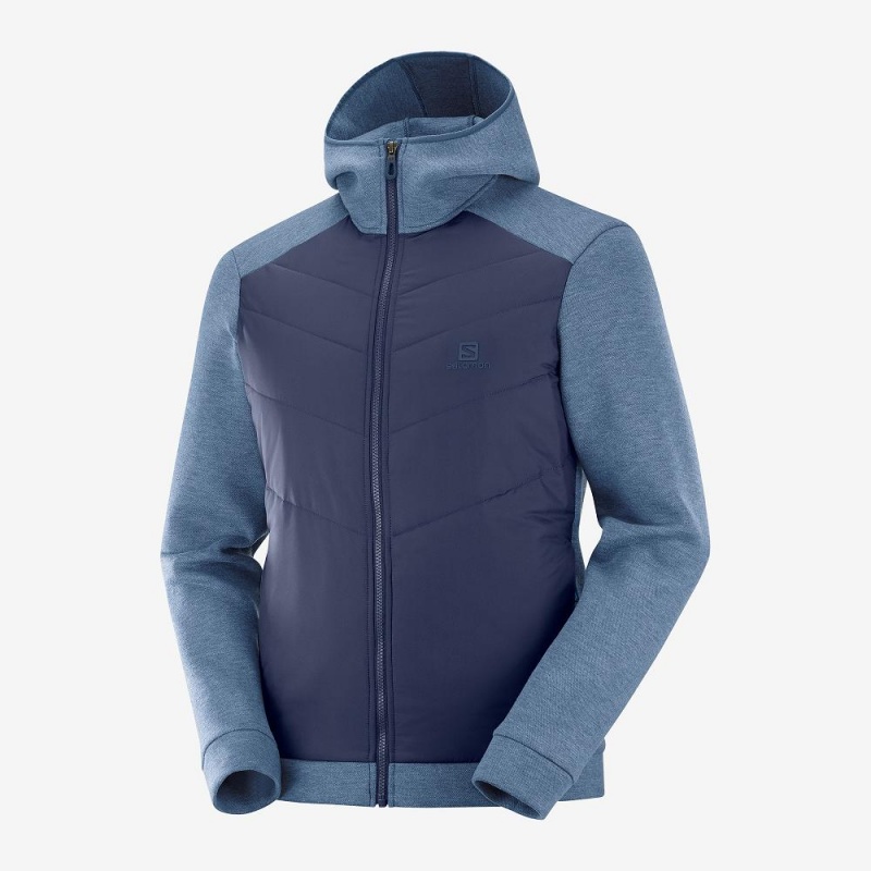 Salomon Essential Xwarm Hybrid Hoodie Herr Marinblå | 28309-SHTB