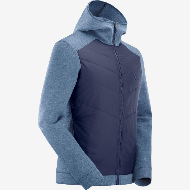 Salomon Essential Xwarm Hybrid Hoodie Herr Marinblå | 28309-SHTB