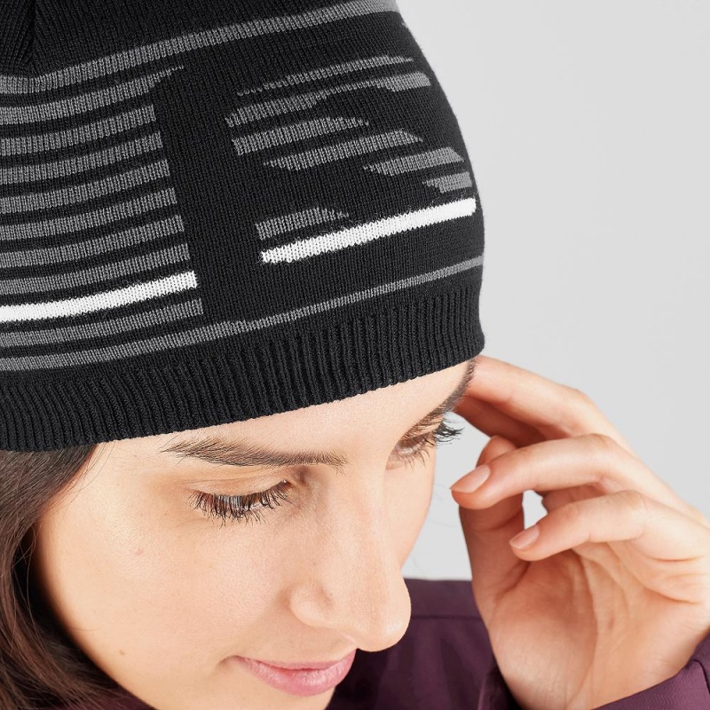 Salomon Flatspin Korta Beanie Hatt Herr Svarta | 90546-GDCV