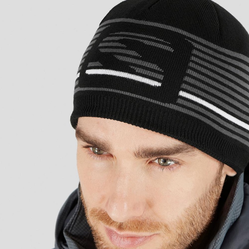 Salomon Flatspin Korta Beanie Hatt Herr Svarta | 90546-GDCV