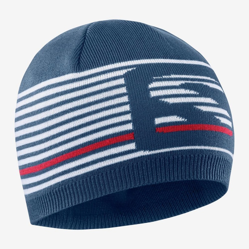 Salomon Flatspin Korta Beanie Hatt Herr Blå | 46175-VXKP