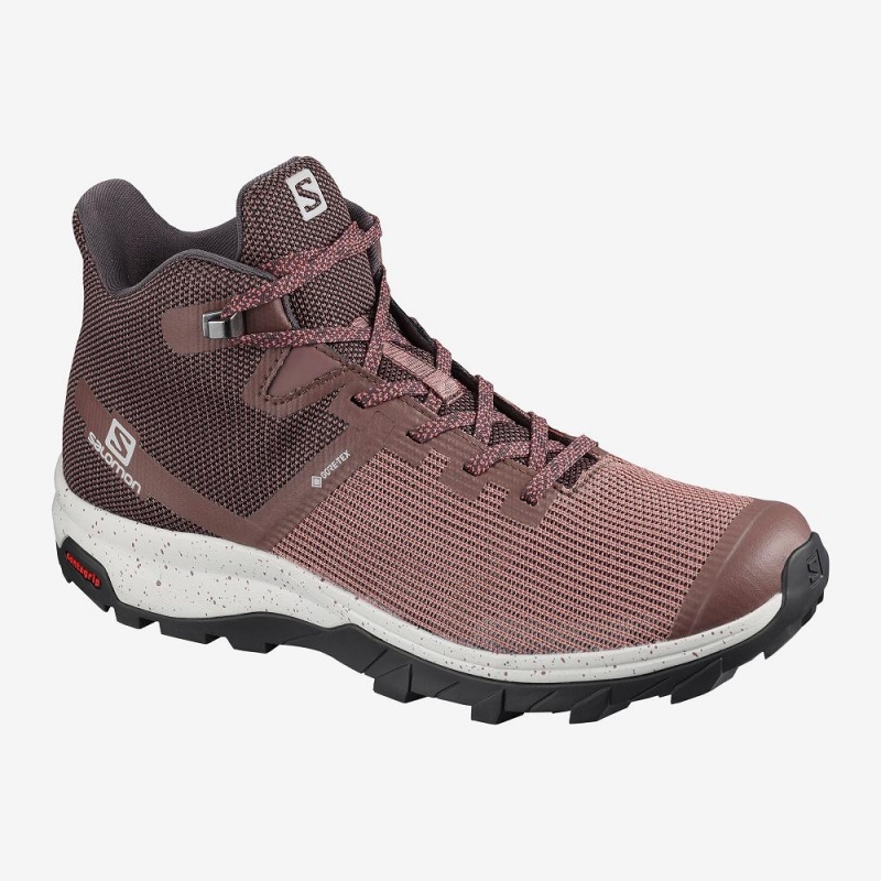 Salomon Outline Prism Mid Gore-Tex Promenadkängor Dam Rosa | 52960-YDHP