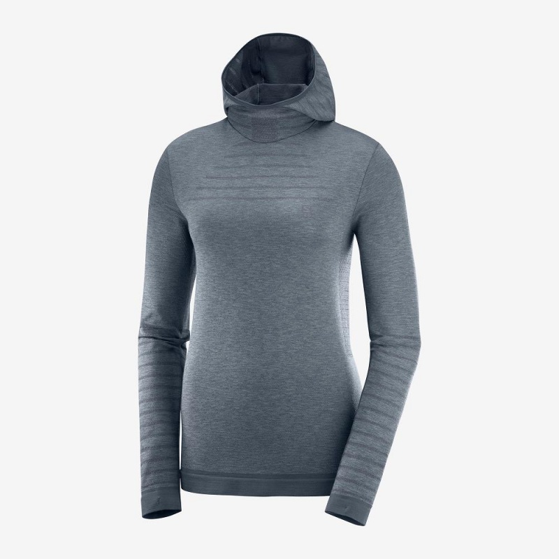 Salomon Outpeak Ull Hooded Långärmad Tröja Dam Gray | 79268-DJOL