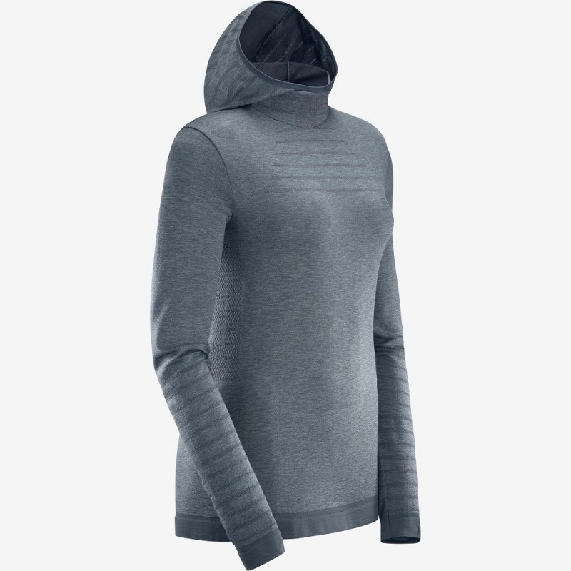 Salomon Outpeak Ull Hooded Långärmad Tröja Dam Gray | 79268-DJOL