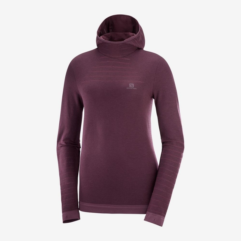 Salomon Outpeak Ull Hooded Långärmad Tröja Dam Lila | 59732-SACP