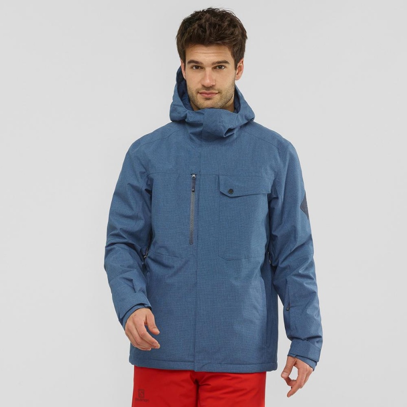 Salomon Powderstash Jacket M Skidjackor Herr Marinblå | 10659-HYLT