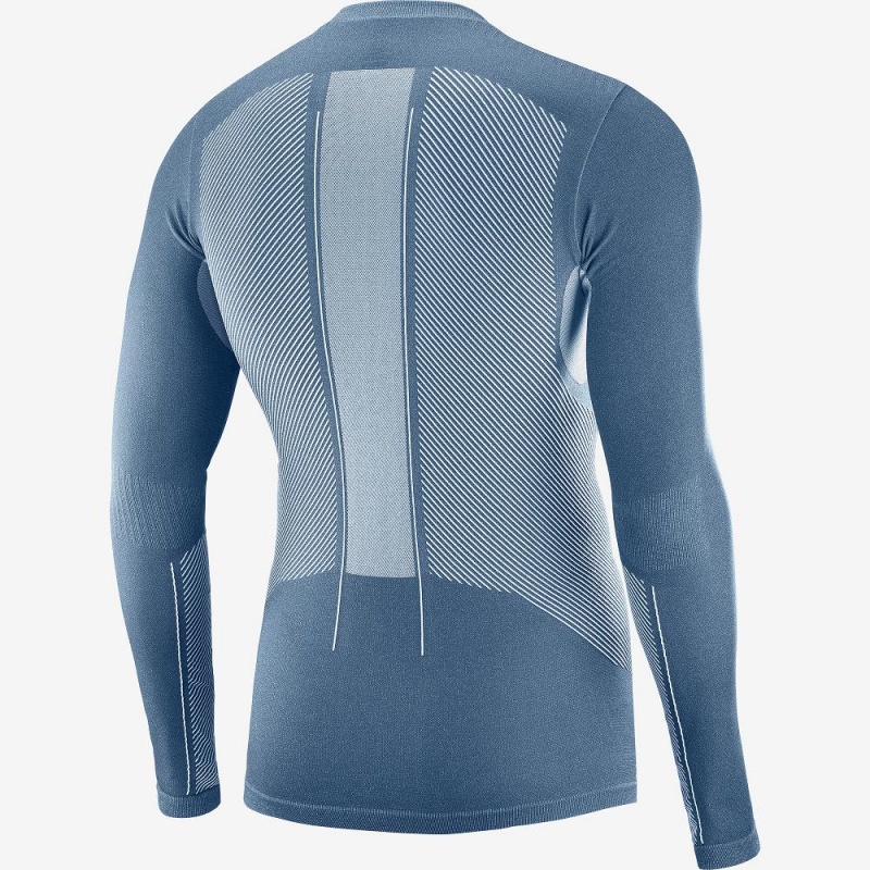 Salomon Primo Warm Seamless Tee M Blast Herr Marinblå | 13408-KHSQ