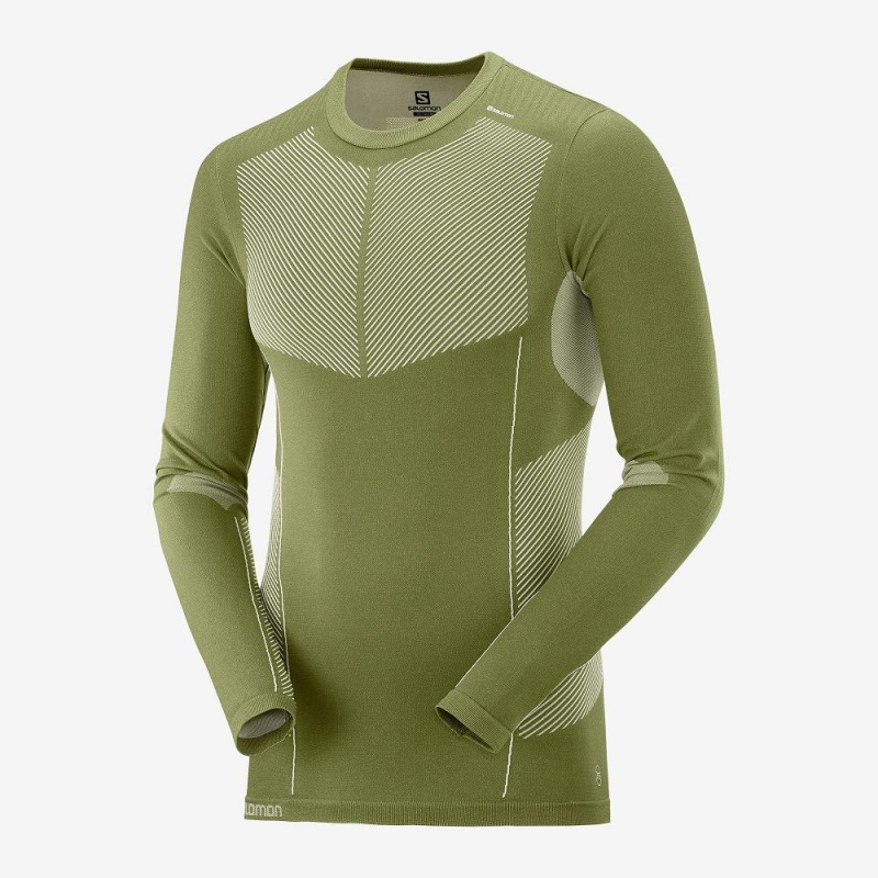 Salomon Primo Warm Seamless Tee M Blast Herr Gröna | 80572-BTAF