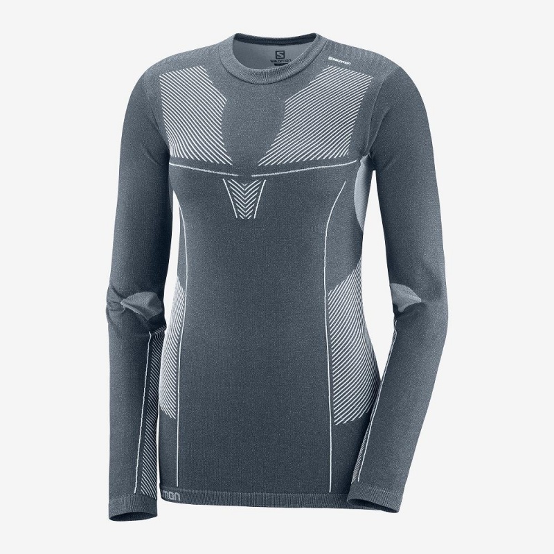 Salomon Primo Warm Seamless Tee W Blast Dam Gray | 03524-YPLE