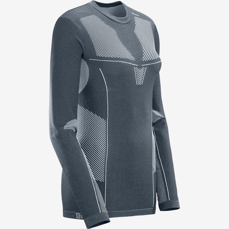 Salomon Primo Warm Seamless Tee W Blast Dam Gray | 03524-YPLE