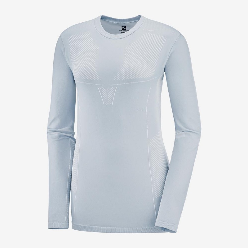 Salomon Primo Warm Seamless Tee W Blast Dam Blå | 48931-QABO