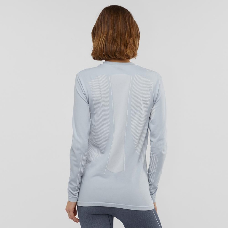 Salomon Primo Warm Seamless Tee W Blast Dam Blå | 48931-QABO