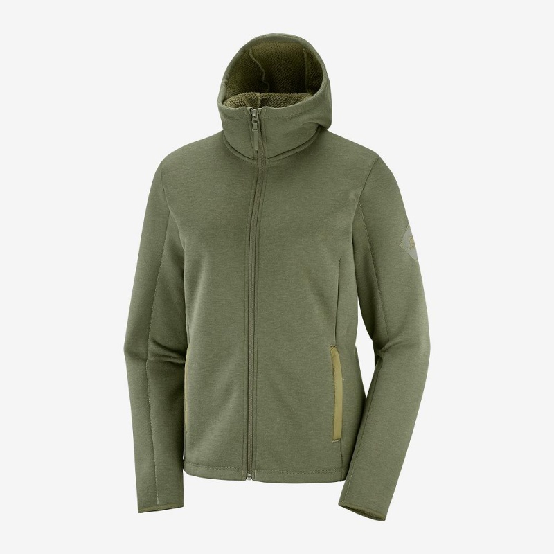 Salomon Snowshelter Fleece Hoodie W Skidjackor Dam Gröna | 56302-ZVEL